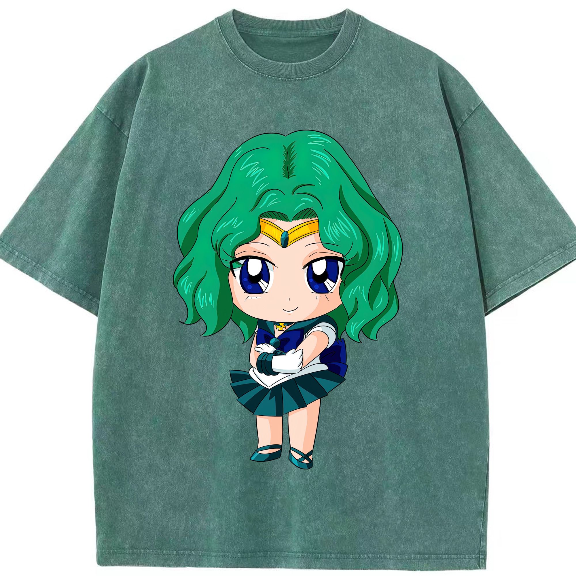 （画像用） 美少女戦士セーラームーン 海王 みちる（かいおう みちる） Sailor Moon Kaiou Michiru 綿100% ヴィンテージ風 半袖Tシャツ（フロントプリント）